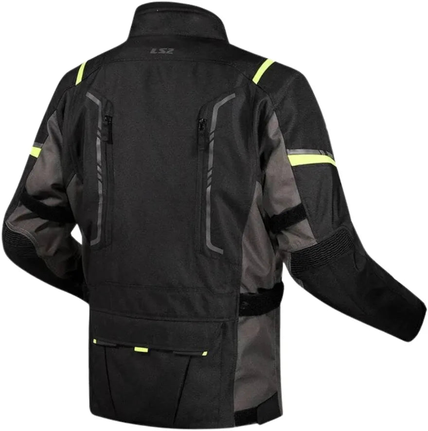 LS2 NARVIK (LADY)JACKET - GREY BLACK HI-VIZ YELLOW — CE CLASS AA CERTIFIED