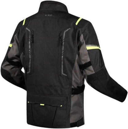 LS2 NARVIK (LADY)JACKET - GREY BLACK HI-VIZ YELLOW — CE CLASS AA CERTIFIED