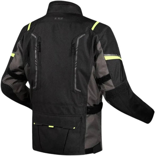 LS2 NARVIK (MAN)JACKET - GREY BLACK HI-VIZ YELLOW — CE CLASS AA CERTIFIED