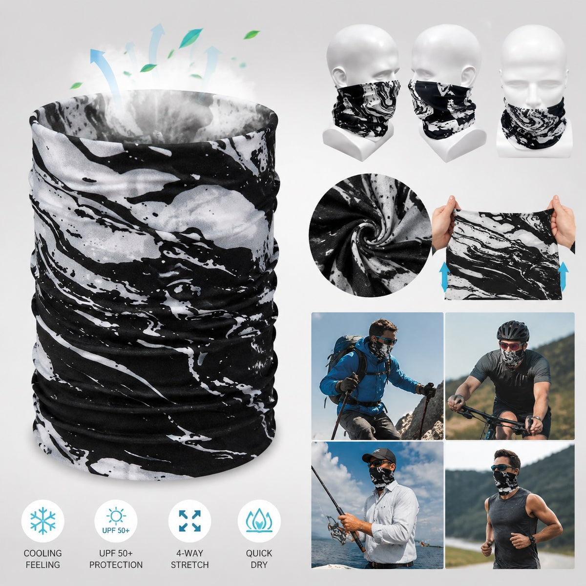 ICE Cool Bamboo Head Scarf UPF50+(9 in 1)