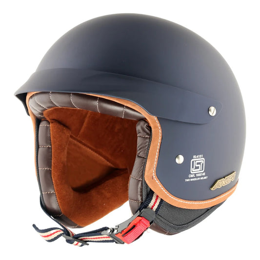 Axor Retro Jet West With Peak Helmet Deep Blue - AH Helmets