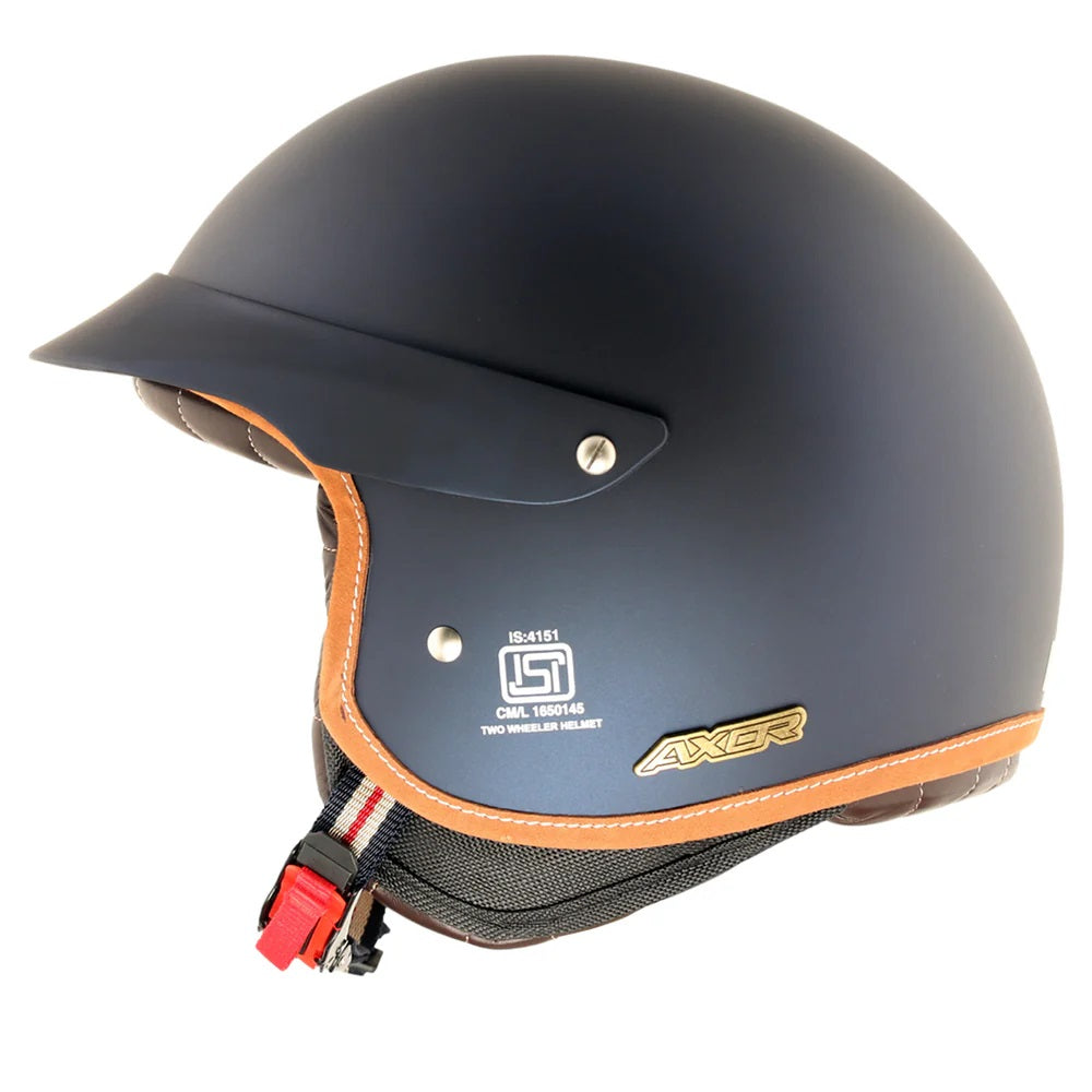Axor Retro Jet West With Peak Helmet Deep Blue - AH Helmets