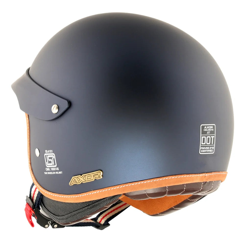 Axor Retro Jet West With Peak Helmet Deep Blue - AH Helmets
