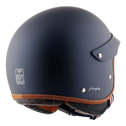 Axor Retro Jet West With Peak Helmet Deep Blue - AH Helmets