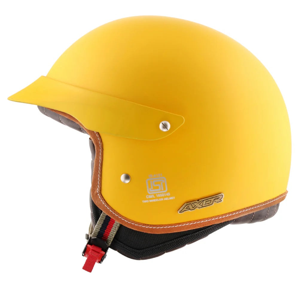 Axor Retro Jet West With Peak Helmet Dull Yellow - AH Helmets
