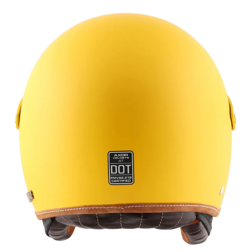 Axor Retro Jet West With Peak Helmet Dull Yellow - AH Helmets