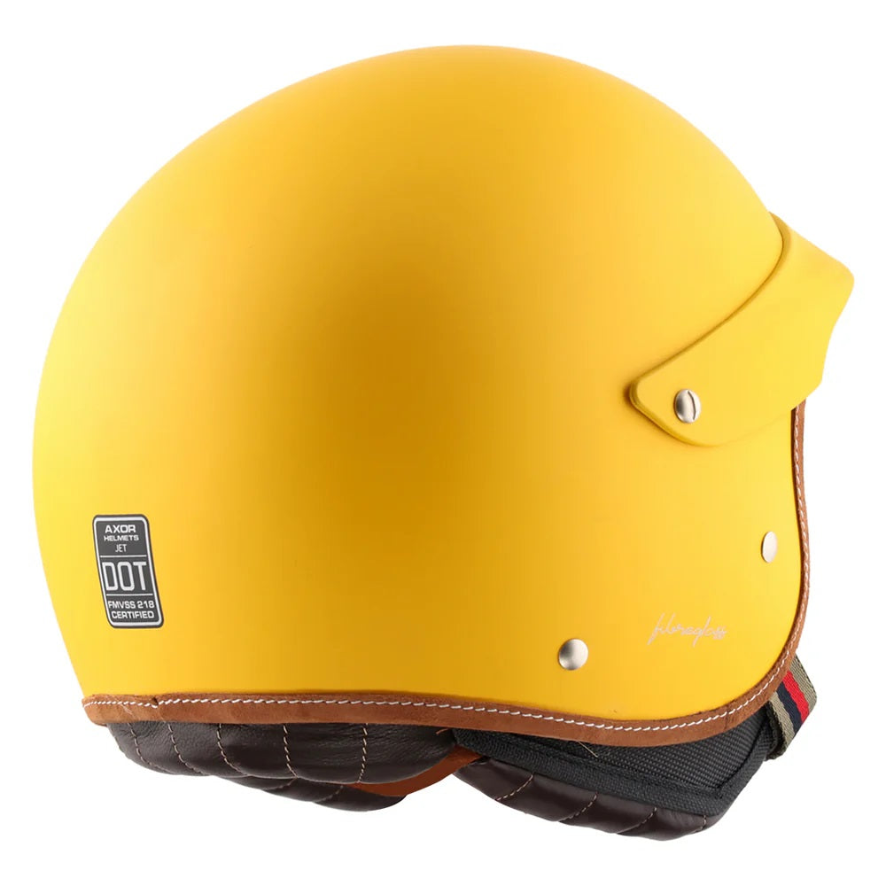 Axor Retro Jet West With Peak Helmet Dull Yellow - AH Helmets