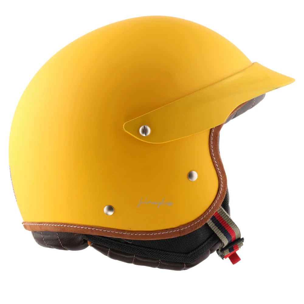 Axor Retro Jet West With Peak Helmet Dull Yellow - AH Helmets