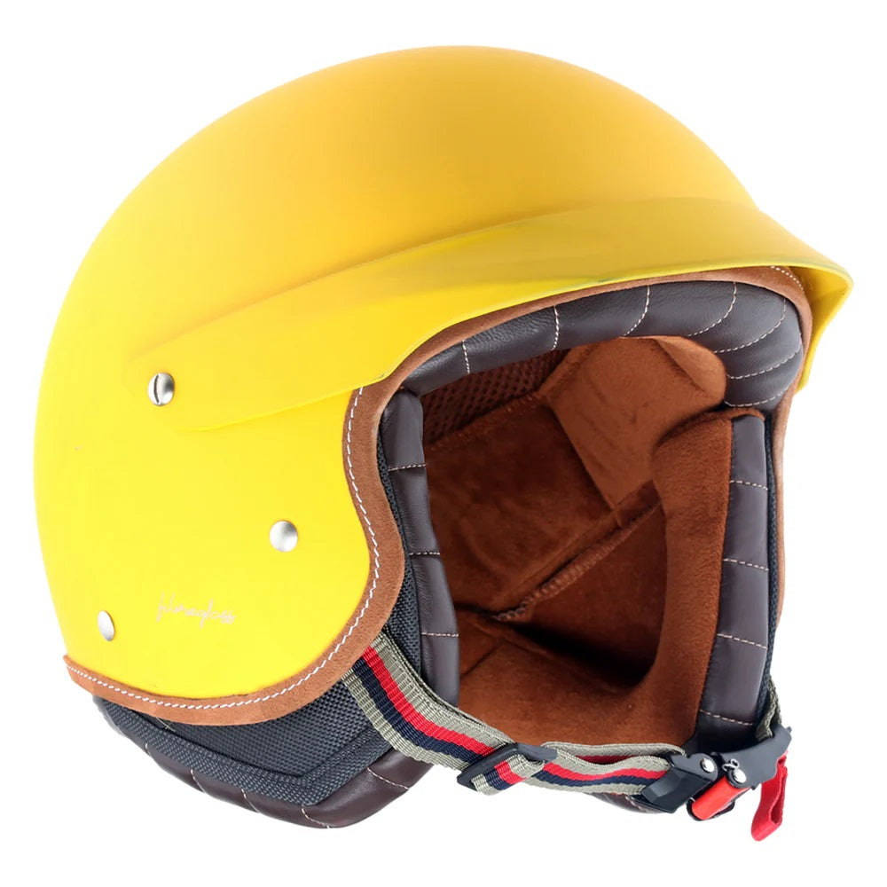 Axor Retro Jet West With Peak Helmet Dull Yellow - AH Helmets
