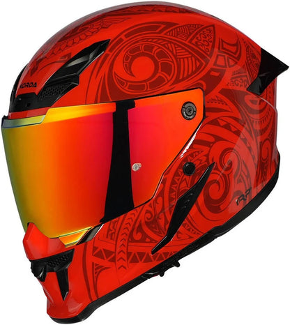 KORDA ICON MAORI GLOSS RED HELMET (Dual visor)