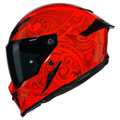 KORDA ICON MAORI GLOSS RED HELMET (Dual visor)