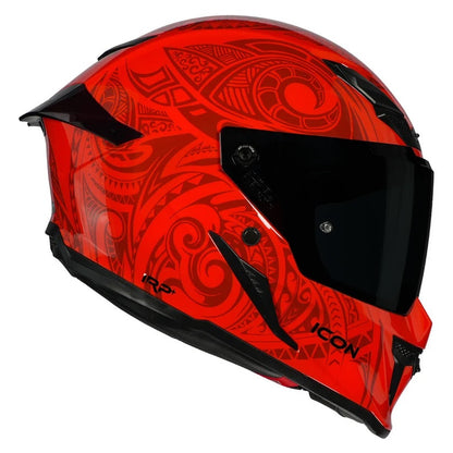 KORDA ICON MAORI GLOSS RED HELMET (Dual visor)