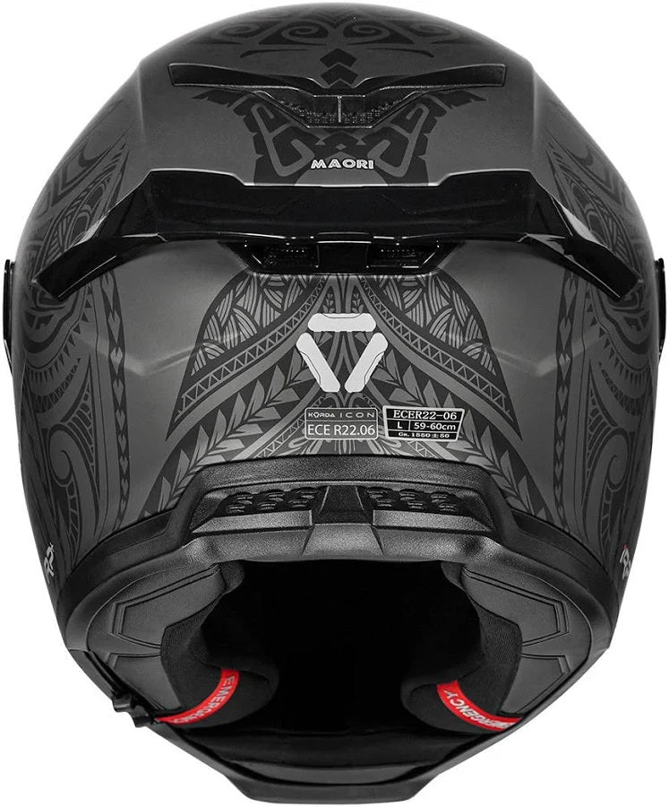 KORDA ICON MAORI MATT GREY HELMET (Dual visor)