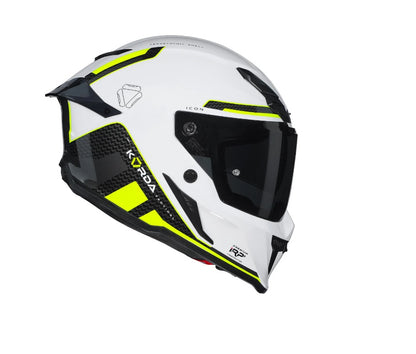 KORDA ICON TOKIO GLOSS WHITE FLO.YELLOW HELMET (Dual visor)