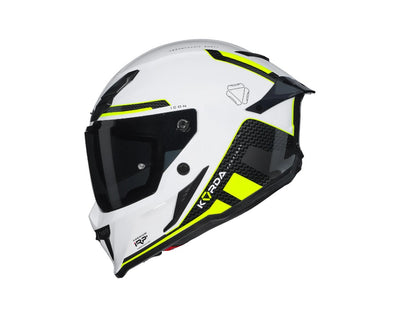 KORDA ICON TOKIO GLOSS WHITE FLO.YELLOW HELMET (Dual visor)