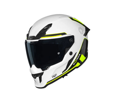 KORDA ICON TOKIO GLOSS WHITE FLO.YELLOW HELMET (Dual visor)