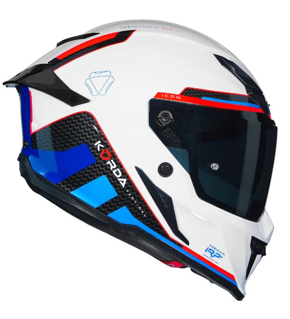 KORDA ICON TOKIO WHITE BLUE RED HELMET (Dual visor)