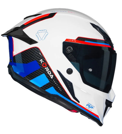 KORDA ICON TOKIO WHITE BLUE RED HELMET (Dual visor)