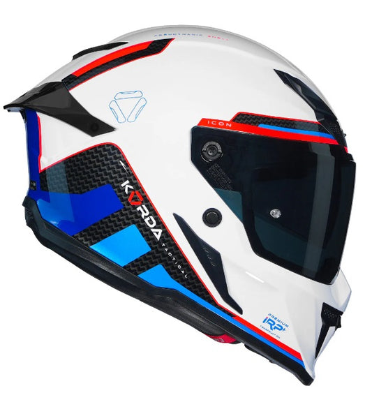 KORDA ICON TOKIO WHITE BLUE RED HELMET (Dual visor)
