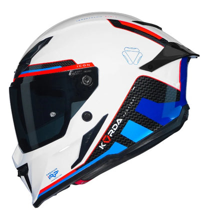 KORDA ICON TOKIO WHITE BLUE RED HELMET (Dual visor)