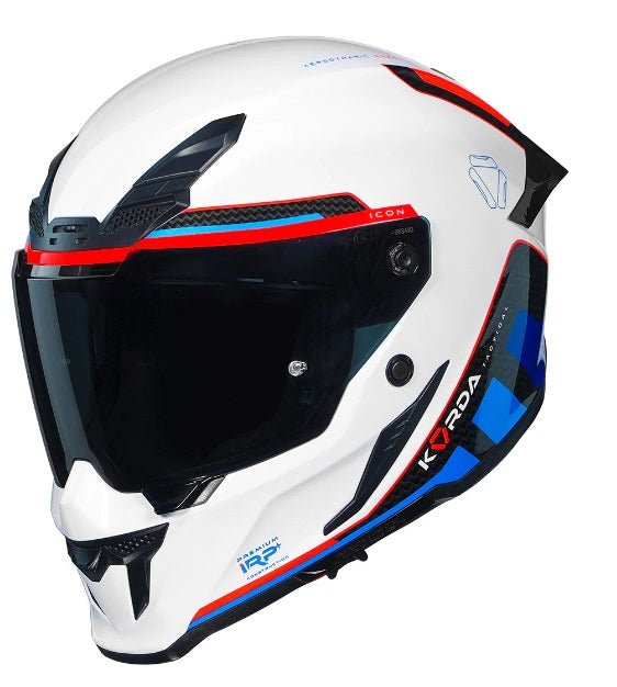 KORDA ICON TOKIO WHITE BLUE RED HELMET (Dual visor)
