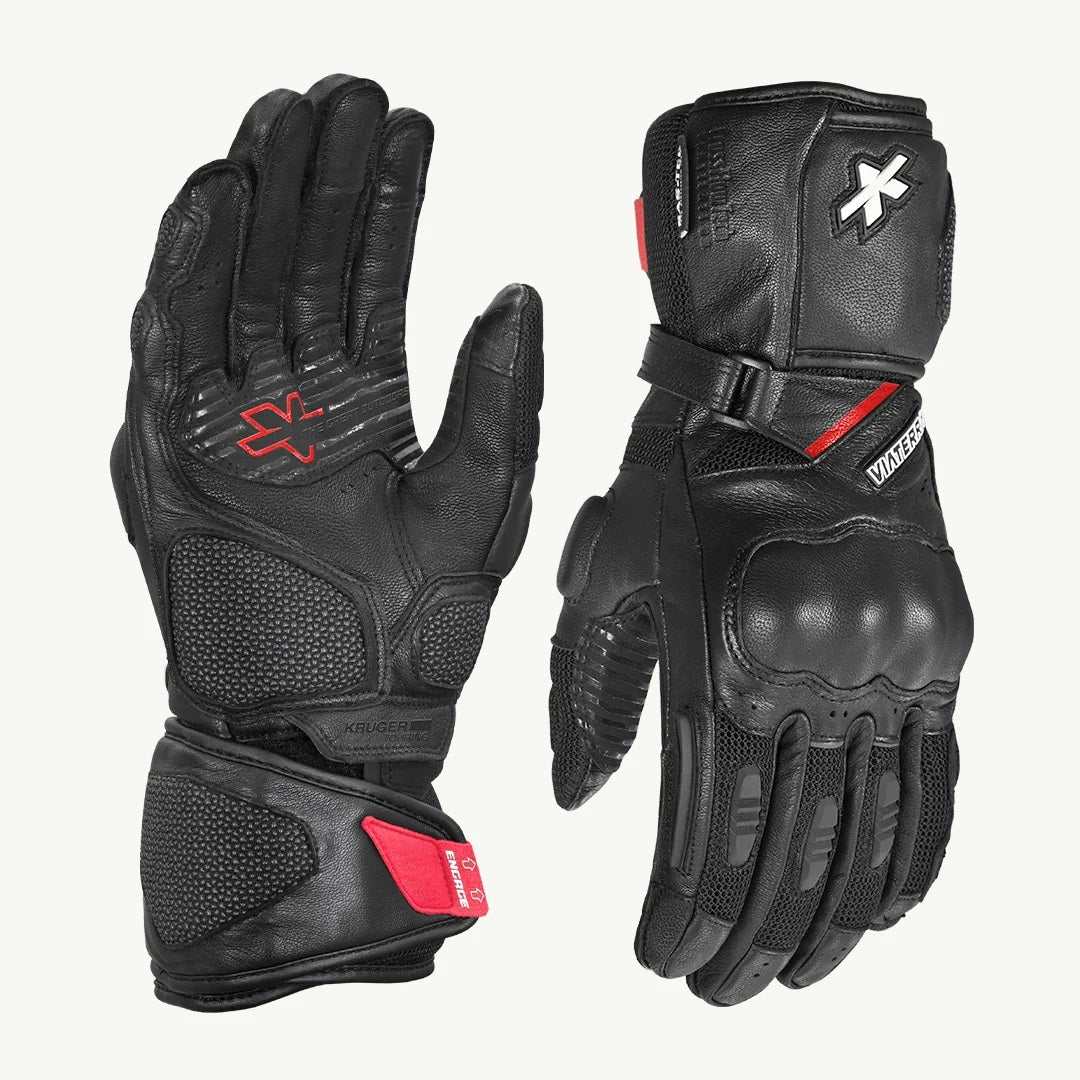 VIATERRA KRUGER V2 FULL GAUNTLET TOURING GLOVES (BLACK)