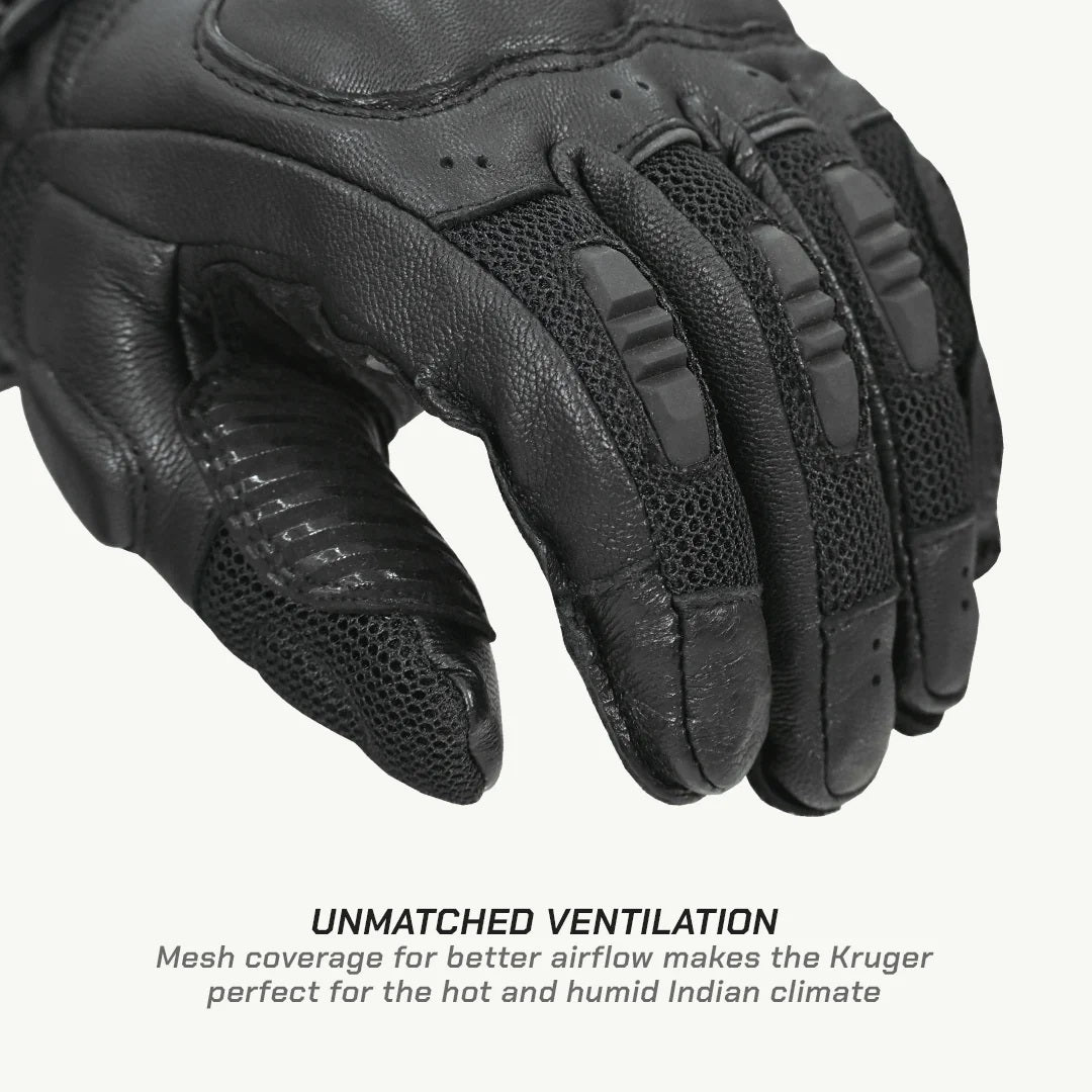 VIATERRA KRUGER V2 FULL GAUNTLET TOURING GLOVES (BLACK)
