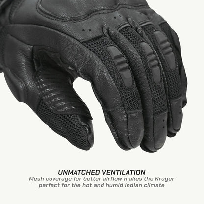 VIATERRA KRUGER V2 FULL GAUNTLET TOURING GLOVES (BLACK)