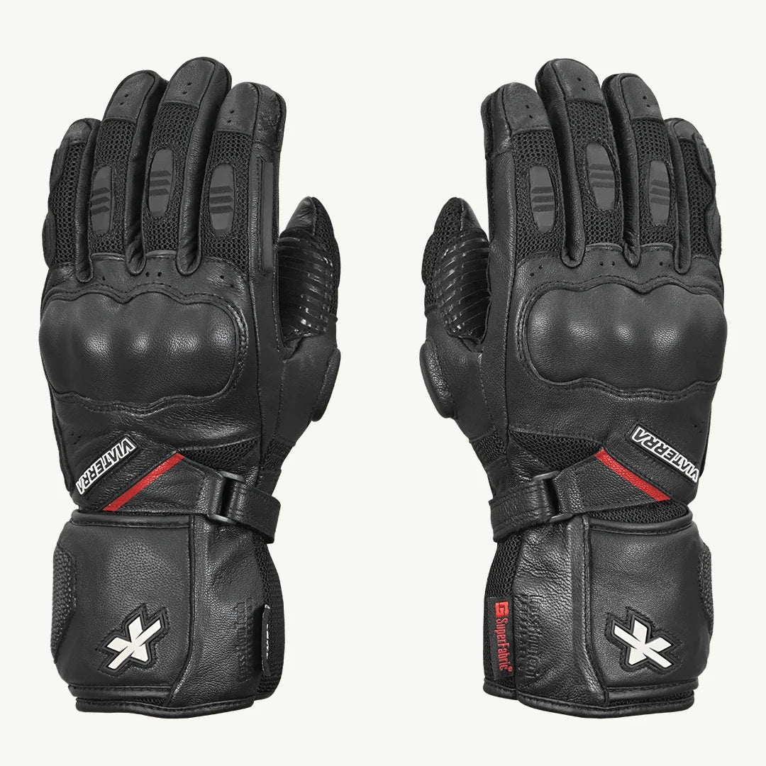 VIATERRA KRUGER V2 FULL GAUNTLET TOURING GLOVES (BLACK)