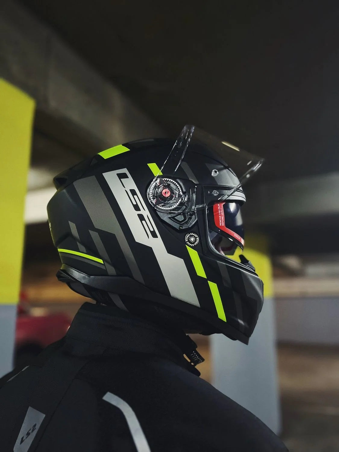 LS2 FF811 Vector II Tron Matt Black Hi Viz Yellow Helmet - AH Helmets