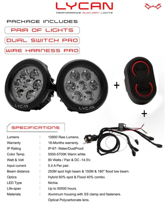 Mad Dog Lycan Fog Lamp 80 Watts UP IP67 WP - AH Helmets