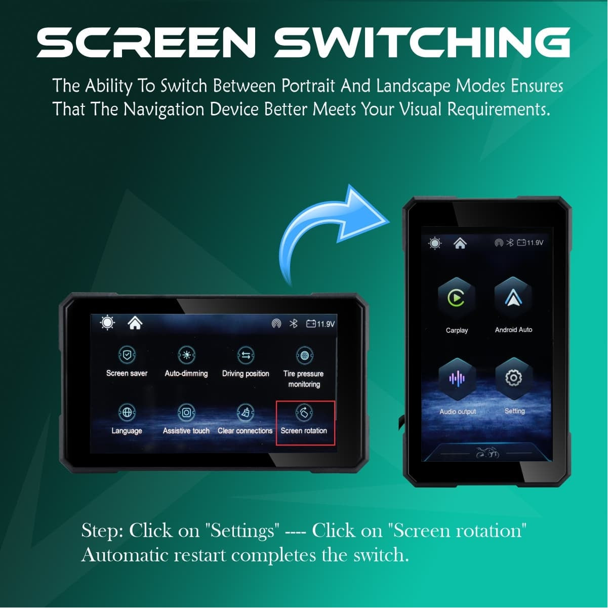 Simtac motorcycle GPS CarPlay & Android Auto system – M3