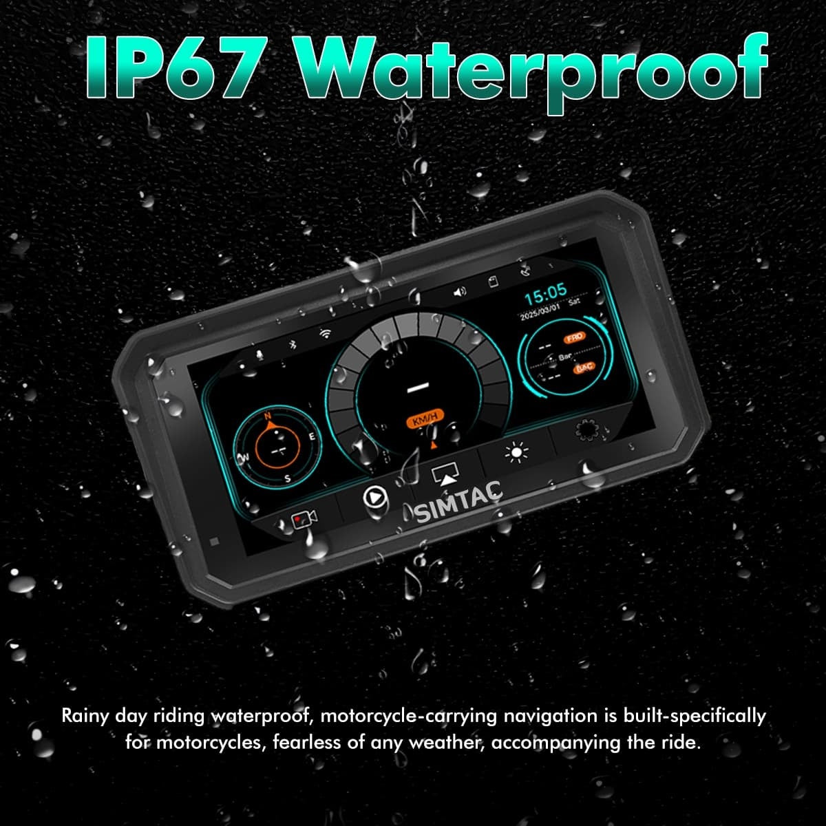 Simtac Quick Detachable Motorcycle GPS with CarPlay & Android Auto – M8DT