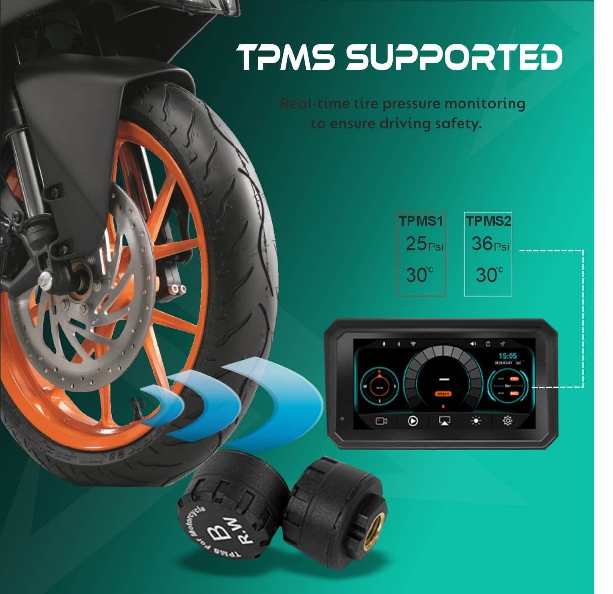 Simtac Quick Detachable Motorcycle GPS with CarPlay & Android Auto – M8DT