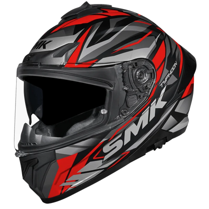 SMK Typhoon Rival Gloss Black Grey Red Helmet(GL263) ECE 22-06