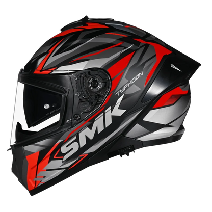 SMK Typhoon Rival Gloss Black Grey Red Helmet(GL263) ECE 22-06