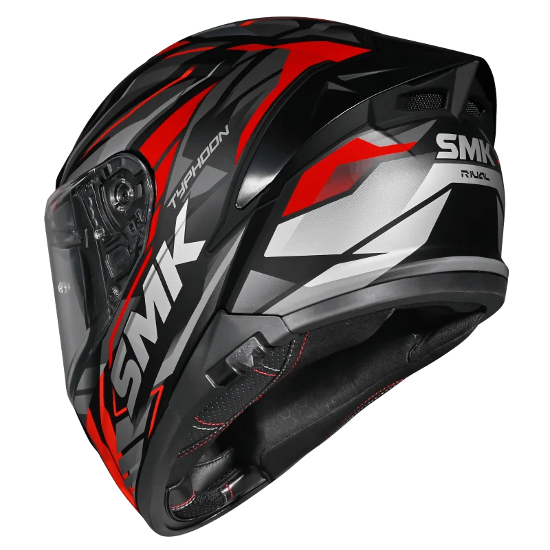 SMK Typhoon Rival Gloss Black Grey Red Helmet(GL263) ECE 22-06