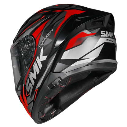 SMK Typhoon Rival Gloss Black Grey Red Helmet(GL263) ECE 22-06