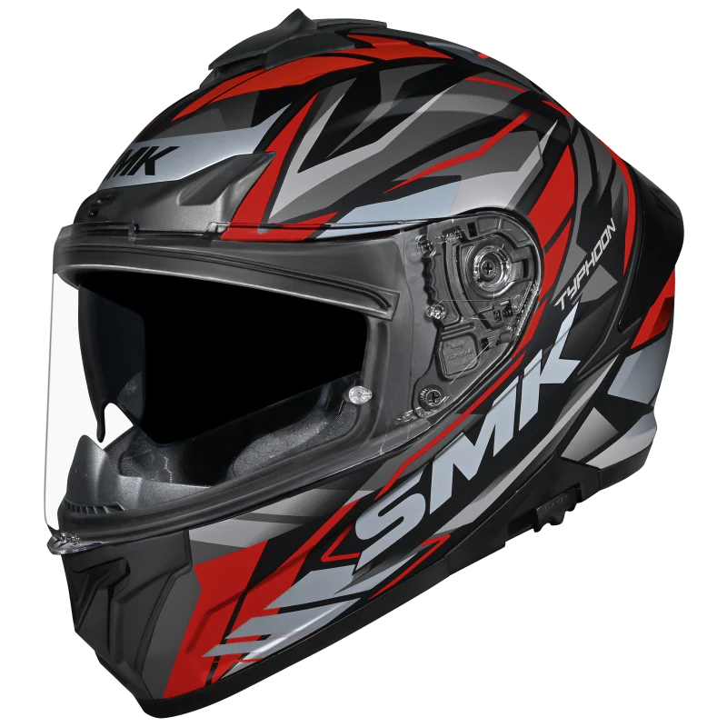 SMK Typhoon Rival Gloss Black Grey Red (GL263) Helmet