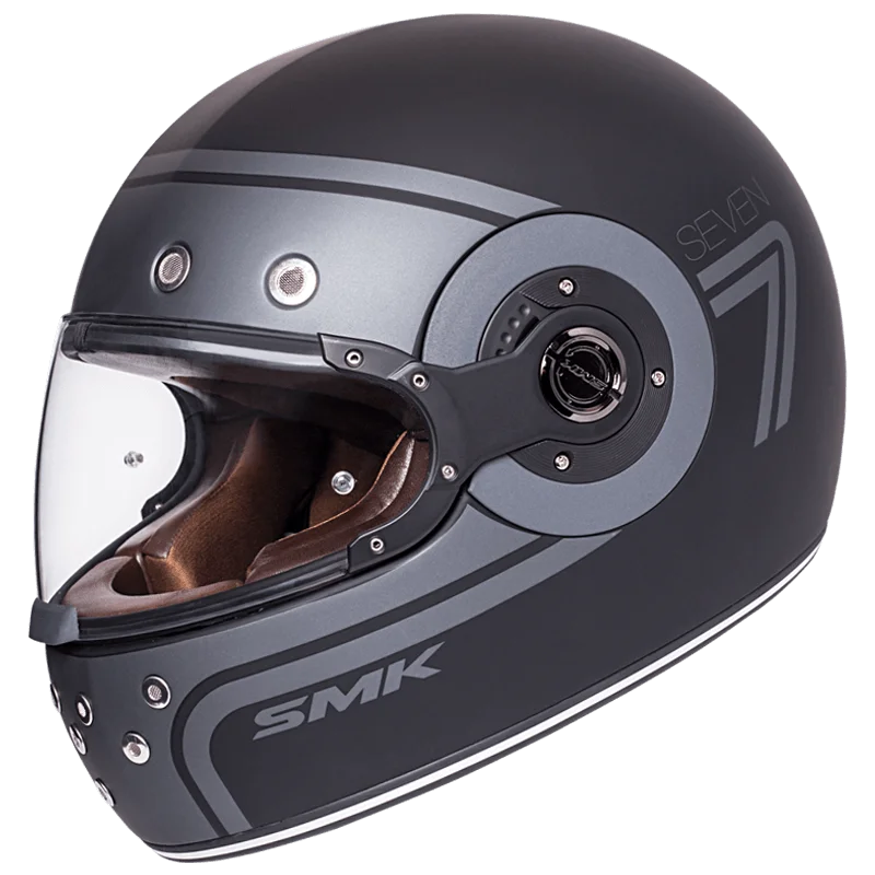 SMK Retro seven MA 260 Matt Black Grey Helmet - AH Helmets