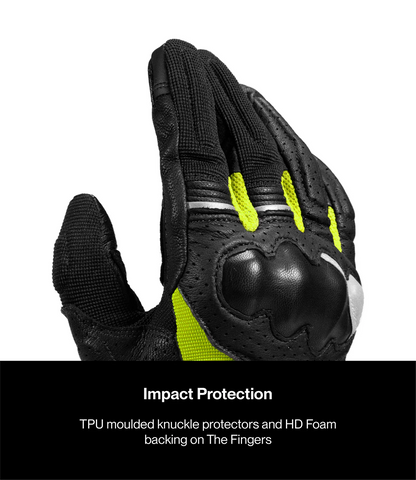 Rynox AIR GT 2 GLOVES BLACK - HI VIZ GREEN
