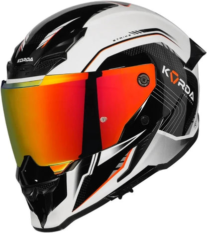 KORDA ICON STRIKE GLOSS WHITE BLACK FLO.ORANGE HELMET(Dual visor)