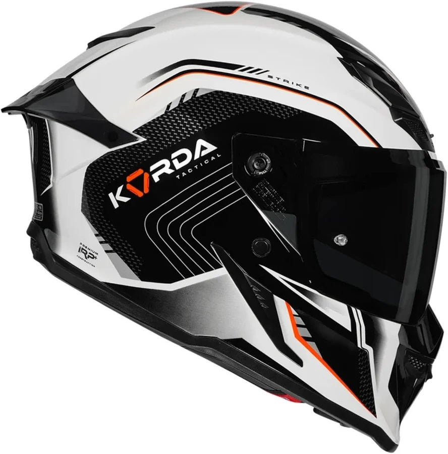 KORDA ICON STRIKE GLOSS WHITE BLACK FLO.ORANGE HELMET(Dual visor)