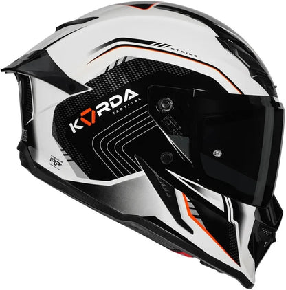 KORDA ICON STRIKE GLOSS WHITE BLACK FLO.ORANGE HELMET(Dual visor)
