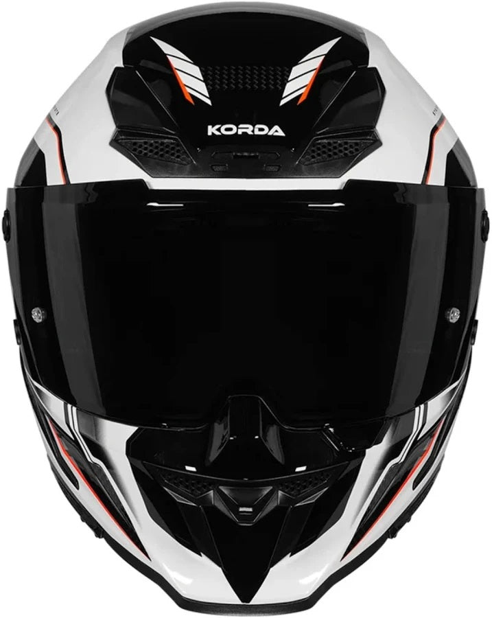 KORDA ICON STRIKE GLOSS WHITE BLACK FLO.ORANGE HELMET(Dual visor)