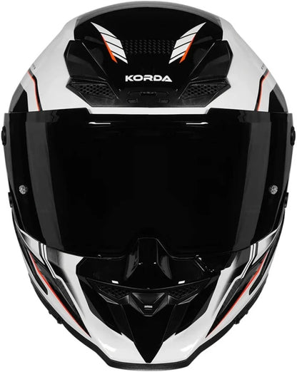 KORDA ICON STRIKE GLOSS WHITE BLACK FLO.ORANGE HELMET(Dual visor)
