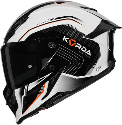 KORDA ICON STRIKE GLOSS WHITE BLACK FLO.ORANGE HELMET(Dual visor)