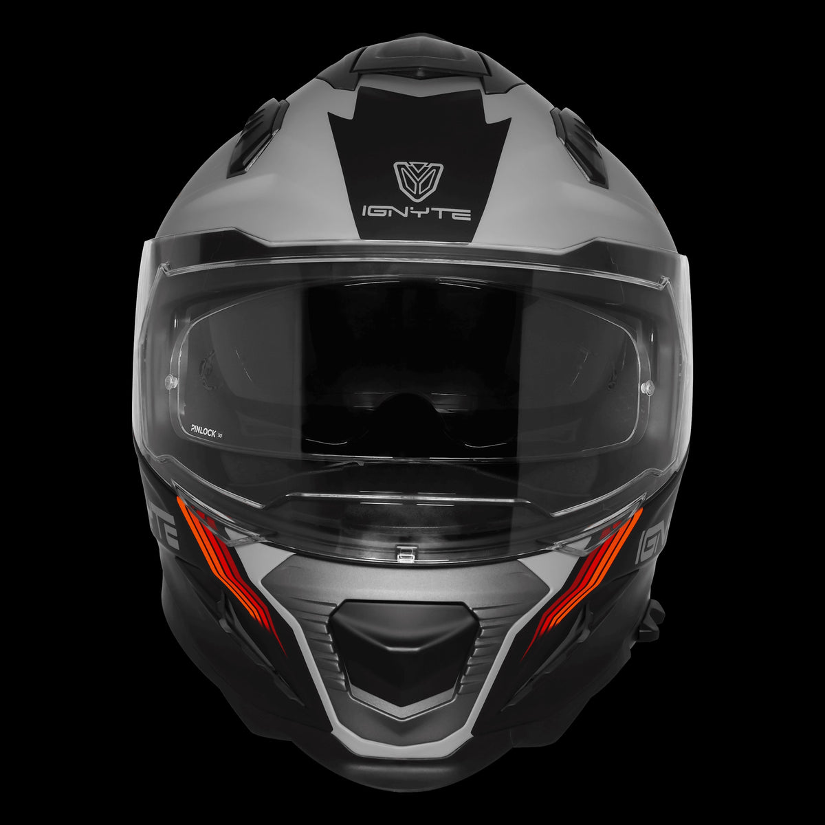 Steelbird IGNYTE IGN-16 GLOSSY TITANIUM GREY WITH ORANGE RED ISS DOT Helmets
