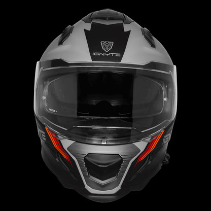 Steelbird IGNYTE IGN-16 GLOSSY TITANIUM GREY WITH ORANGE RED ISS DOT Helmets