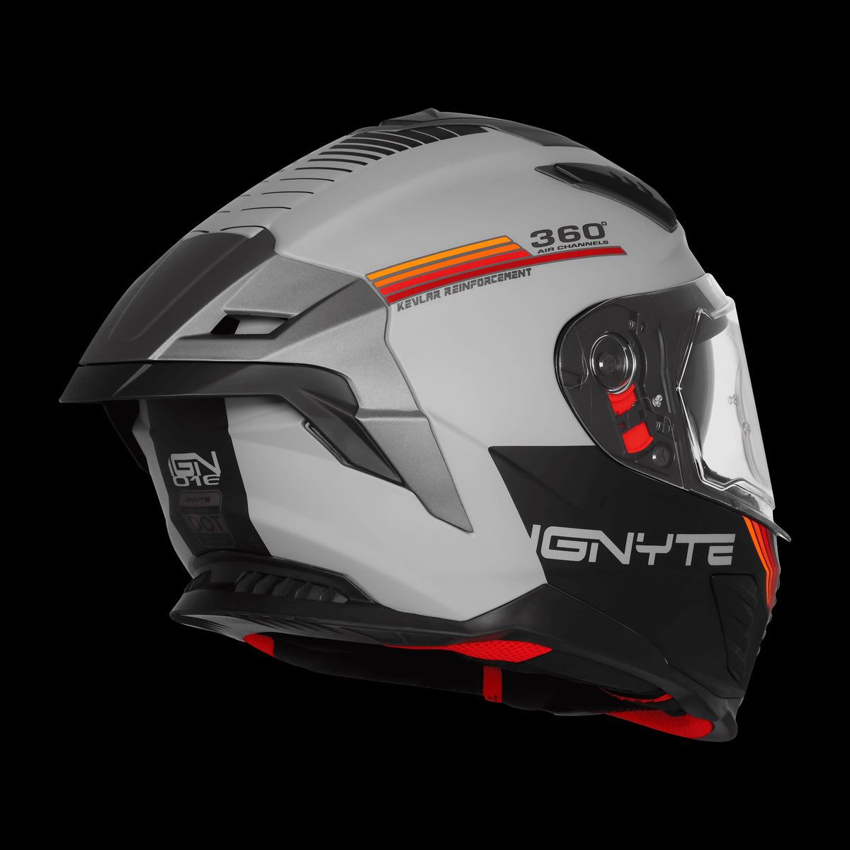 Steelbird IGNYTE IGN-16 GLOSSY TITANIUM GREY WITH ORANGE RED ISS DOT Helmets